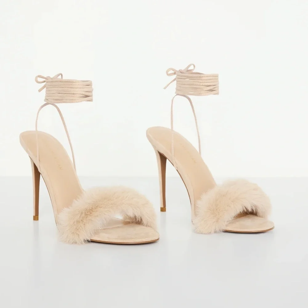 GOOD AMERICAN BRAND Sooo Cute!!! Brand New Good American Fur Heels size 10 - Picture 4 of 7